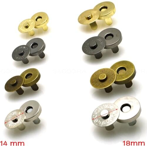 Magnetic Snap Fasteners Clasps Buttons Handbag Purse Wallet Craft Bags Parts Accessories 14mm 18mm