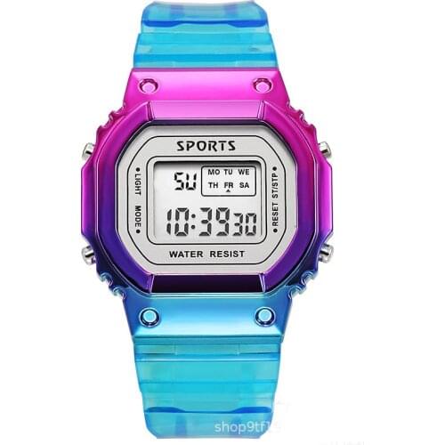 Fashionable Color Chameleon Womens Watches Small Square Electronic Table Male and Female Students Digital Wristwatches