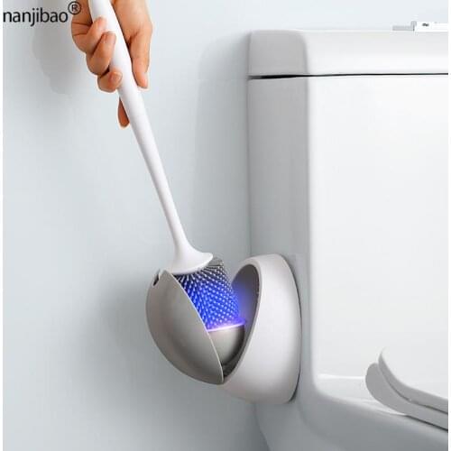 Nanjibao TPR Head Toilet Brush No Dead Corners Wall-Mounted Wash Squat Silicone Toilet Brush Set Creative Household Bathroom