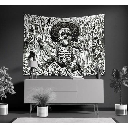 Skull Wall Tapestry Hanging Jose Guadalupe Posada (1852-1913)