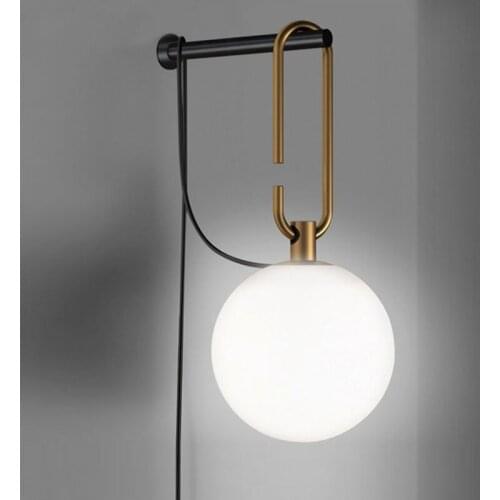 Nordic plug in wall light For Living room Bedroom Glass NH Wall Light Hallyway Kitchen Dining room designer wall lamp