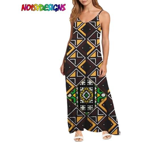 NOISYDESIGNS 2021 New Party Night Elegant Sexy Maxi Summer Dresses Creativity African Tribal Print Long Dress Women Sling Dress
