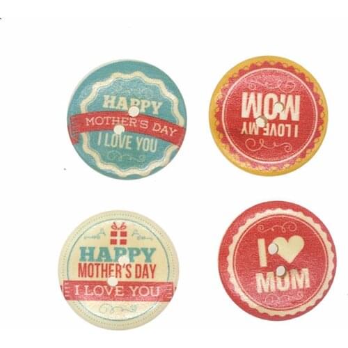 SHINE 20PCs Wooden Sewing Buttons Scrapbooking Round Mothers Day Mum 2 Holes 30mm Dia. Costura Botones Decorate bottoni botoes