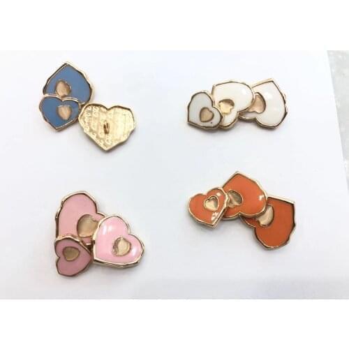 Pcs Heart Love Decor Sewing Metal Pearl GoldShirt Transparent Buttons for Clothing Craft Needlework High Quality
