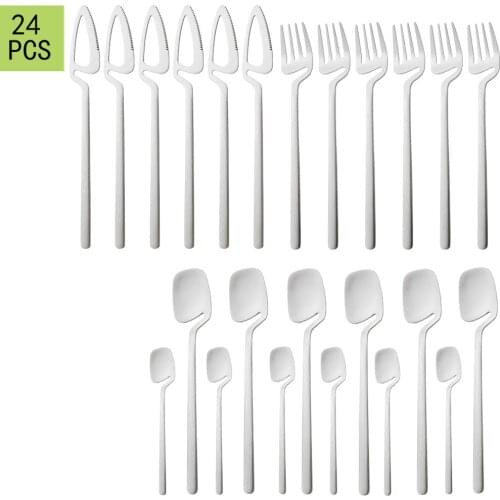 Dinnerware 304 Silver Dinner Knives Fork Dessert Spoons Stainless Steel Set Table Tableware Set Home Kitchen Flatware Silverware