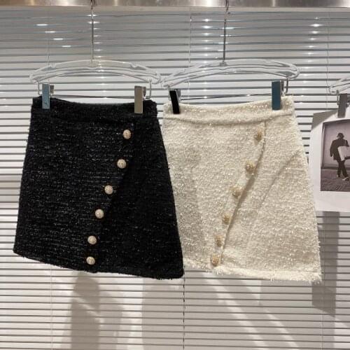 Rhinestone small fragrant tweed skirt women autumn winter package hip skirt a-line