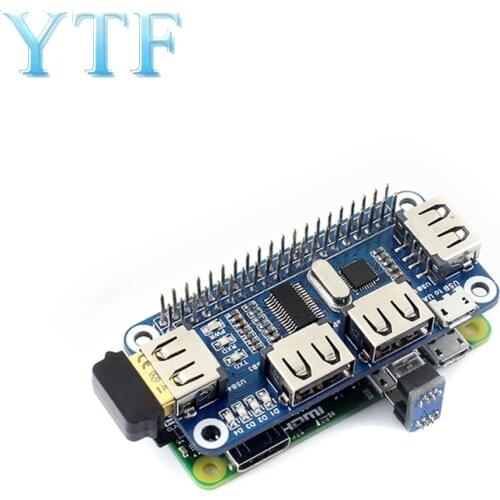 4 Ports USB HDM HUB HAT for Raspberry Pi 3 / 2 / Zero W Extension Board USB to UART for Serial Debugging compatible with USB