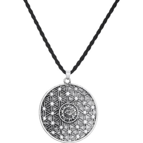 WANGAIYAO Flower of Life Pendant Pendant Necklace Mens Womens Stainless Steel Retro Demon Eye Pendant Necklace Jewelry