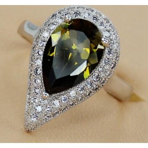 SHUNXUNZE Luxury wedding rings Jewelry Accessories for women dropshipping Peridot Cubic Zirconia Rhodium Plated R3224 size 6 7 9