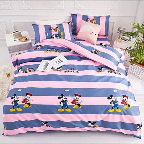 1 set Disney Cartoon Mickey Four-piece bed Pure cotton brushed child Bed Textile supplies Childrens room layout Bedding set