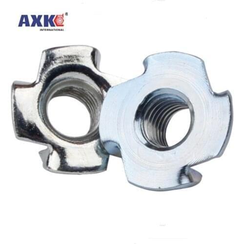 10pcs M4 M5 M6 M8 M10 Thickened Steel Four Claws Speaker Nut Blind Pronged Insert T-Nut for Wood Furniture Length=8-17mm