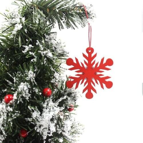 6Pcs/Set 6.9CM Mix Shape Wooden White/Red Snowflakes Christmas Ornaments Xmas Wood Pendants New Year Christmas Decor for Home