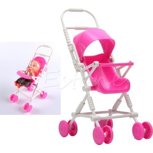 Free Shipping Wholesale 1pc Top Brand Assembly Baby Stroller Trolley Nursery Furniture Toys For Doll Pink High Quality
