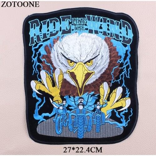 ZOTOONE Embroider Big Punk Eagle Patches Large Applications For Clothes Jacket Iron On Letter Motorcycle Patch Bike Applique