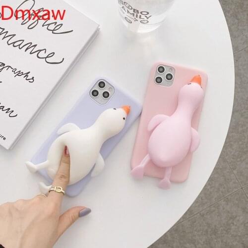Casing For Realme C21 C20 C15 C25 C12 C11 GT 8 7 X7 7i C17 6 5 Pro 5i 5s C3 6i Cover Cute Cartoon Duck Goose Stress Soft Case
