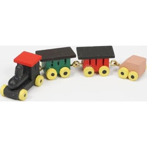 Color Small Train Childrens Toys Mini Wood Simulation Car Model Dollhouse Miniature Decor 1/12 Doll House Play Accessories Tools