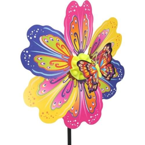 D7YD 3D Butterfly Flower Windmill Wind Spinner Home Garden Yard Decoration Kids Toy