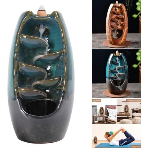 Ceramic Backflow Incense Holder Waterfall Reflow Incense Burners With 80 Backflow Incense Cones 30 Incense Stick Incense Vessel