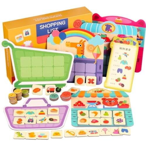 Children Matching Cards Math Toys Boards Food Clothes Shopping Jigsaw Game Early Education Learning Toys Logic Thinking Training