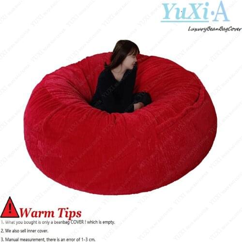 Dropshipping Big Bean bag Couch Futon Recliner Cover New Comfy XXL No Filler Giant Red Fur Bean Bag Cover For Living Room