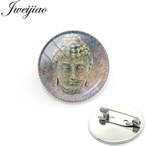 JWEIJIAO Marble Stone Texture Pattern Design Brooch Pin Button Buddhist patriarch Sakyamuni Badge Jeans Clothes Accessorie MS39