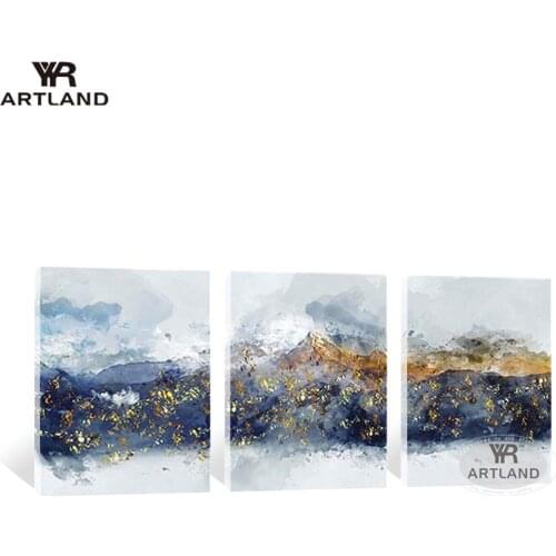 High quality artwork home decoration pieces gold montains Handmade canvas oil painting wall art picture for living room bedroom