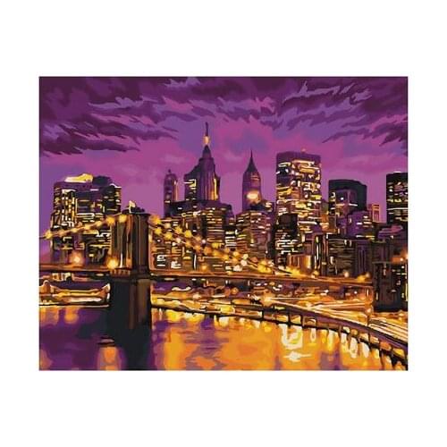 Evening New York Landscape DIY Painting By Numbers Acrtylic Handpainted Oil Painting For Home Decor 40x50cm Artwork