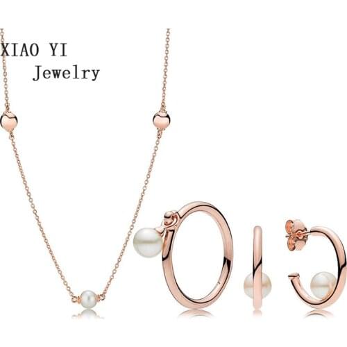 XIAOYI 2020 New Shine popular Classic open pearl circle stud necklaces party fashion wedding jewelry gift Suitable female