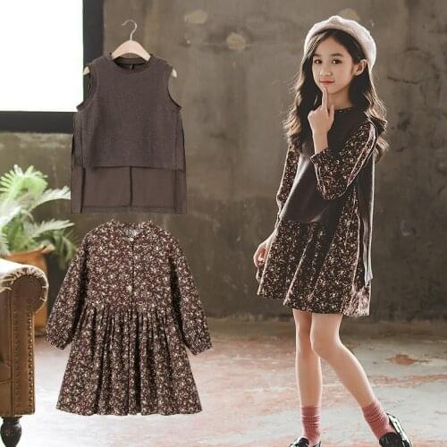 Girls Clothing Set New Fall Toddler Girl Clothes Baby Princess Dress Set Kids 2 Pieces Set 2020 Children Dress and Vest,#8057