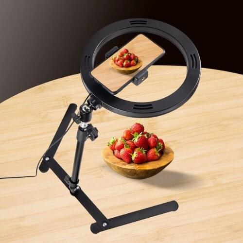 10 Inches Fill Light Multifunctional Beauty Photography Foldable Selfie Food Live Overhead Mobile Phone Holder Stand