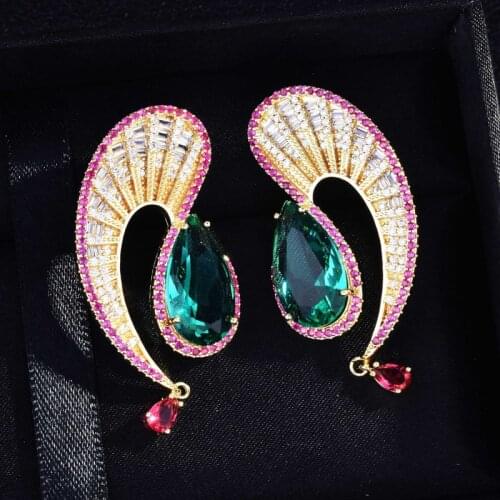 Luxury Exaggeration Earrings Inlay Water Drop AAA Zircon Wave Geometric Irregular Jewelry For Women Wedding Cocktail Party