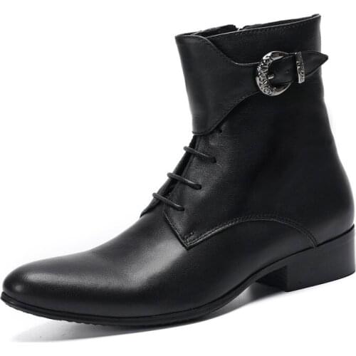 2021 New Fashion Luxury Men Boots Genuine Leather Ankle Sanke Boots Pointed Toe Cowboy Boots Men Italian Business Dress Shoes