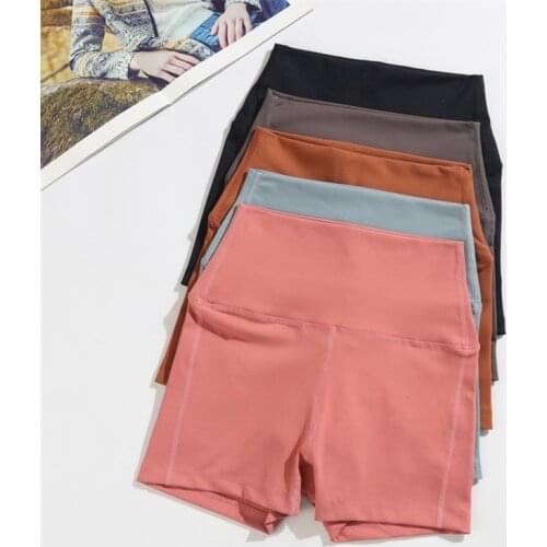 Solid Sports Shorts Women Quick dry Fitness Workout Gym Shorts High Waist Push Up Short Pants Running Biker