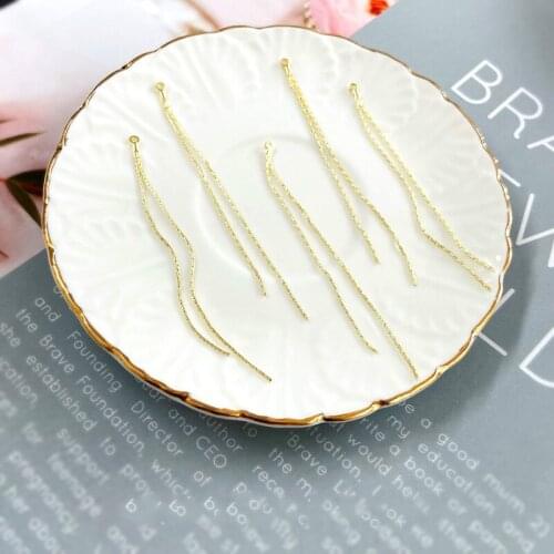 Korean style long wild fairy net red ear line tassels show thin face handmade original DIY earrings earrings material