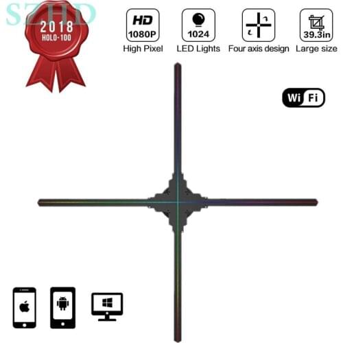 Original Dseelab Diameter 100cm wifi app cloud Gesture control 3d hologram led fan advertising display without cover