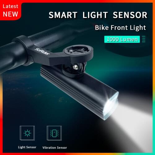 Bike High-brightness Front Light Smart Sensor Auto Tun ON / OF 1000 lumens IPX6 Road MBT Cycling light with GoPro Adapter