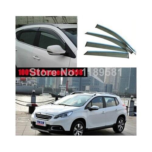 Plastic Exterior Visor Vent Shades Window Sun Rain Guard Deflector For Peugeot 2008 2014 2015 2016 2017