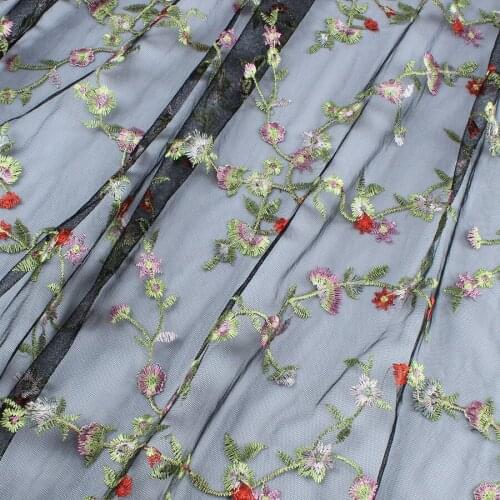 Allover embroidered floral gauze lace net fabric flowers Wedding Women dress making 140cm wide by the Yard
