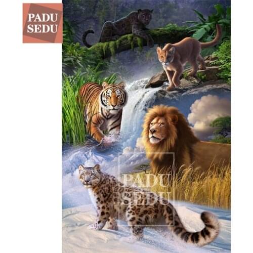 Full Drill 5d Diy Diamond Painting Lion Tiger Leopard Animals Daimond Embroidery Square Mosaic Cross Stitch Kits Decor Home Room
