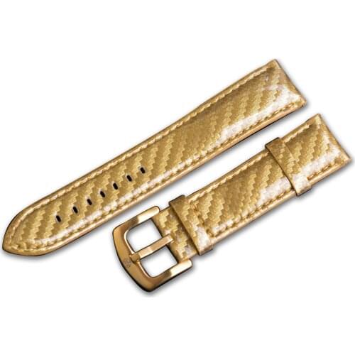 22mm High Quality Golden Color Genuine Leather Watch Band Watches Strap Smooth Shiny Polished Surface Belts For Repair Exchange