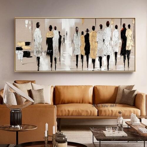 Hand Painted Abstract Pedestrian Art Oil Painting on Canvas Modern Paintings For Living Room Home Decor Modern Art Picture
