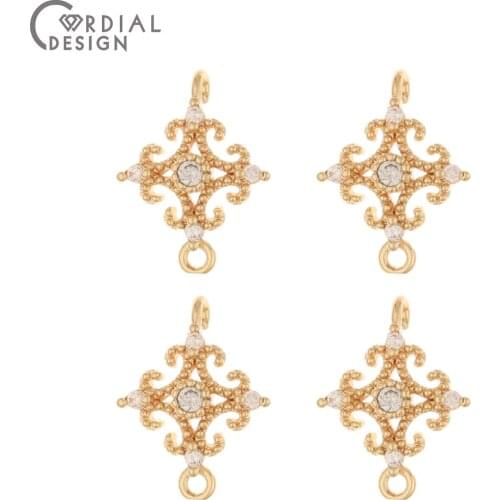 Cordial Design 50Pcs 13*17MM CZ Connectors/DIY Earring Making/Jewelry Findings & Components/Hand Made/Charms/Jewelry Accessories