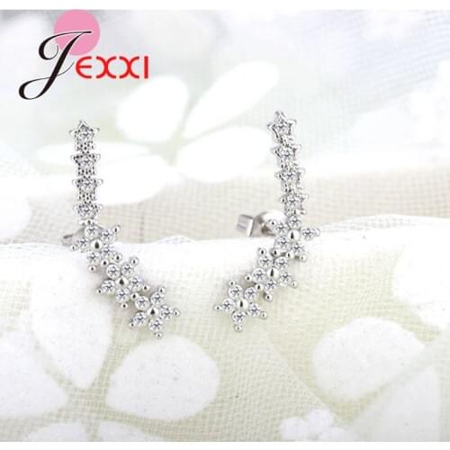 Ear Stud Of Three Color Elegant Retro Style 925 Sterling Silver For Mature Women Cute Flowers Lady Gift