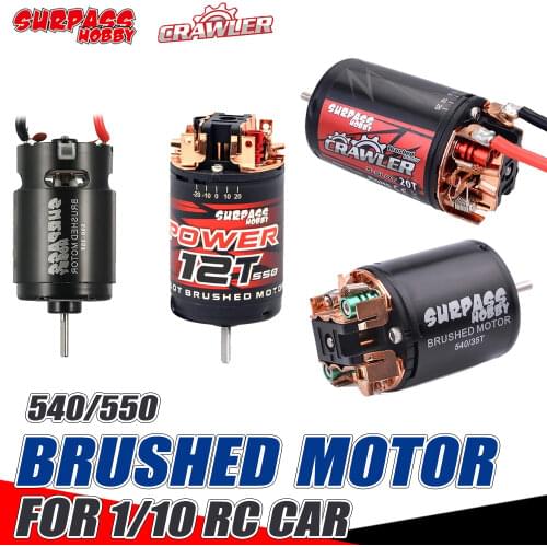 SURPASS HOBBY 5-Slot Brushed Motor 540 550 Waterproof Brush Motor 10T 16T 27T 35T for 1/10 Rc Monster Truck Car Crawler Scx10