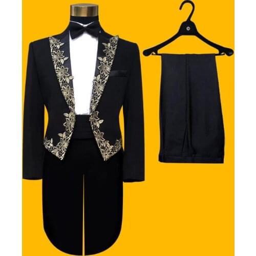 Embroidered magic formal dress latest coat pant designs suit men terno masculino trouser marriage wedding tuxedo suits for mens