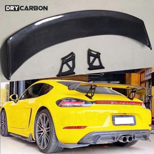 Carbon Fiber Rear Trunk Spoiler Lip Wings Car Accessorise for Porsche Cayman Boxster 981 986 987 718 GT4 GT 2016-2019 FRP Bumper