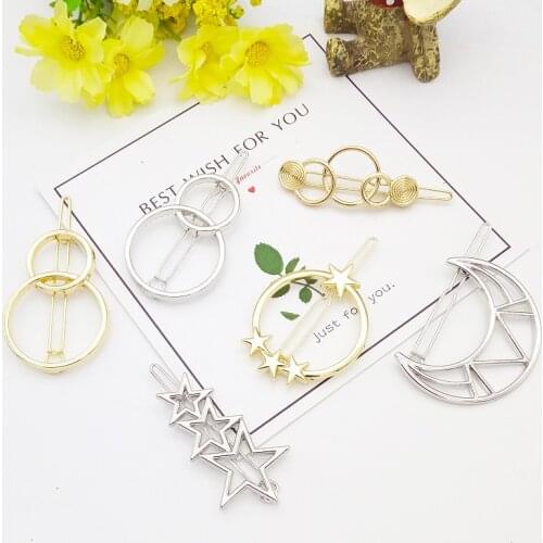Crescent Moon Hair Clip Tassels Hexagon Prism Charming Hairpins Crystal Hair Clips Hair Pins Styling Tools Gifts for Women Girls