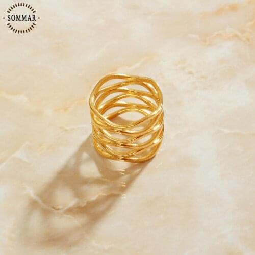SOMMAR Hot New 18KGP Gold Filled Maiden rings for women Stylish, simple, wavy lines Jewelry on the neck Jewelry for women