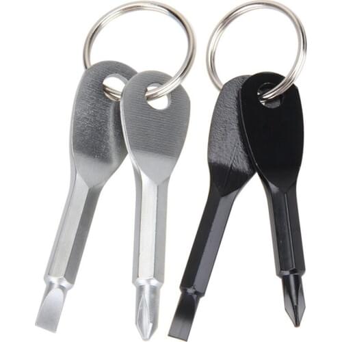2pcs Key Ring Portable Phillips Slotted Screwdriver Key Ring keyring Hike Outdoor Multi Mini Pocket Repair Tool Gadget Camp Tool