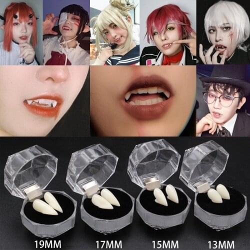 2pcs Cosplay Halloween Vampire Dentures Zombie Ghost Devil Werewolf Teeth Prop Costume Tooth DIY Party Supplies Box Packed Gift